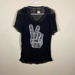 Modern Lux Black Sheer TShirt Size XL